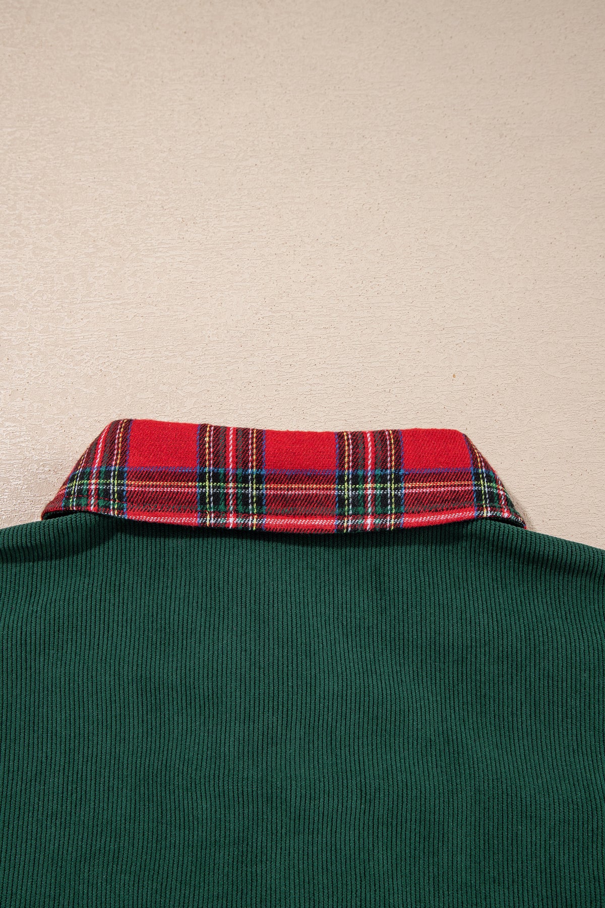Green Plaid Pocket Button Long Sleeve Shift Shacket