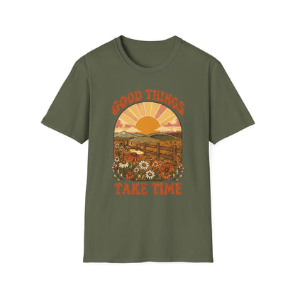 Retro Good Things Take Time T-Shirt