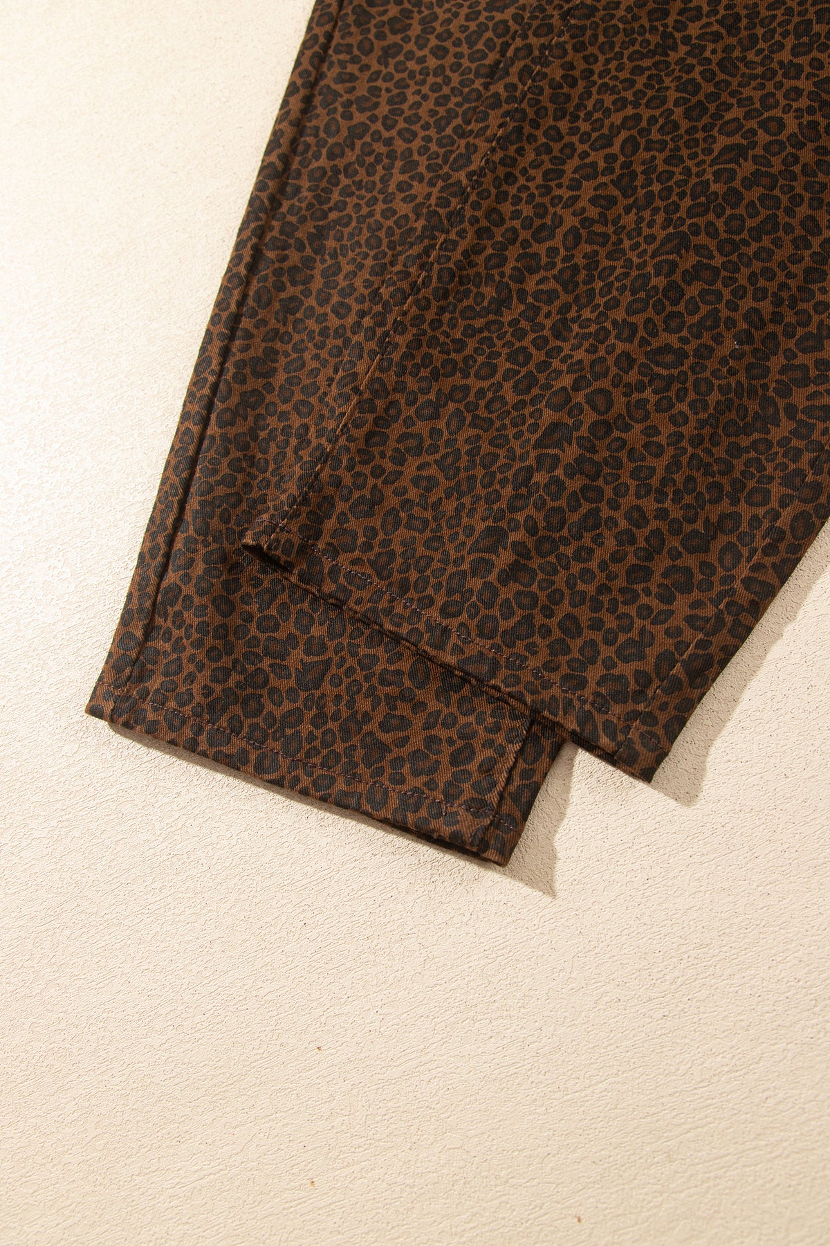 Brown Casual Leopard Print Full-Length Regular Fit Jeans