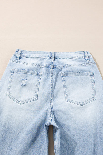 Beau Blue Light Wash Distressed Straight Jeans